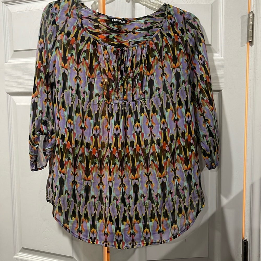Express, multi-color sheer blouse , 3/4 sleeve